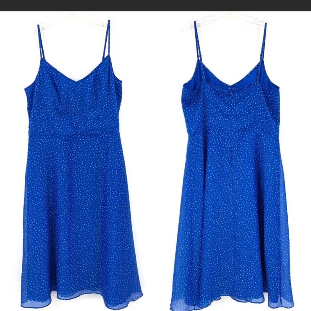 Long Tall Sally 12 Blue White Polka Dot Dress